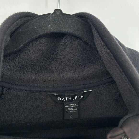 ATHLETA Women's Black Cozy Karma Asymmetrical Fleece Lined Sweatshirt Size Large - Picture 7 of 8